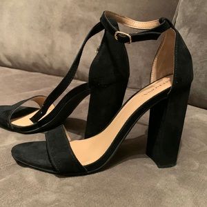 Black, strappy block heel